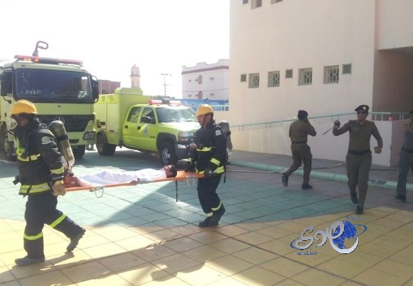 اصابة اربعة طلاب في فرضية حريق بمدرسة الملك فهد بالمظيلف‎