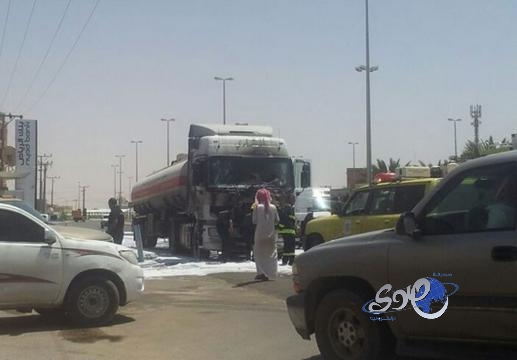 حريق ناقلة وقود قرب محطة وشقق سكنية بوادي الدواسر