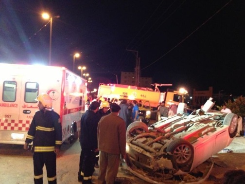 إصابة أربعة مصريين في انقلاب سيارة  .. بسبب السرعة الزائدة