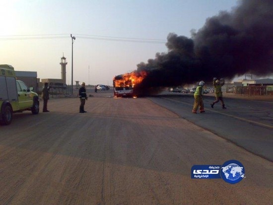 إحتراق باص طالبات على متنه 15 طالبة تقريباً ولاإصابات