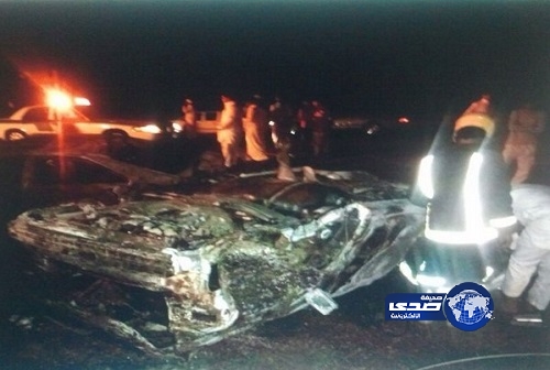 تفحم شخص في تصادم 4 سيارات بطريق “الرياض – المدينة”