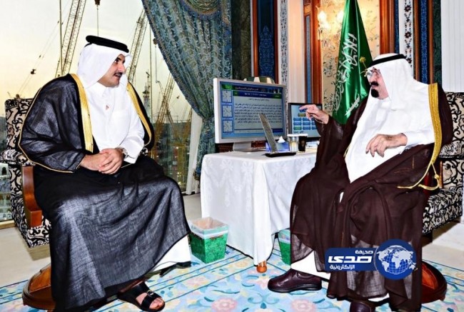 خادم الحرمين الشريفين يستقبل أمير دولة قطر الشقيقة