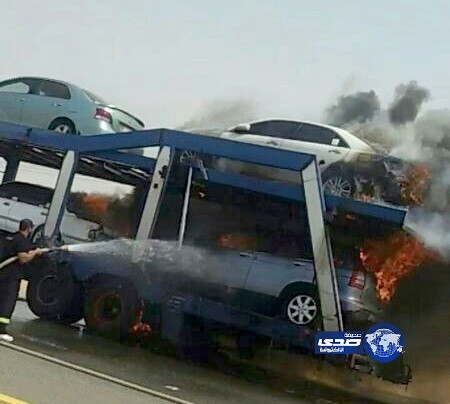 احتراق شاحنة يتسبب في تلف ثلاث سيارات بالمظيلف