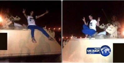بالصور.. هيفاء وهبي على ظهر دبابة مصرية تهتف يحيا الجيش