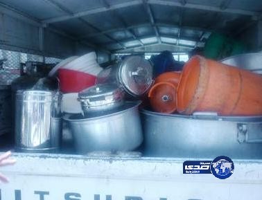 اغلاق مستودع مواد غذائية ومصادرة أواني ومعدات الطبخ بمكة