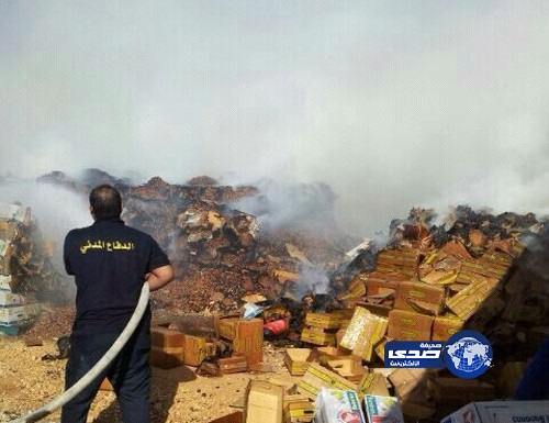 حريق مصنع تمور بـ”صحنة” الخرج