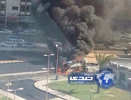 مدني الدمام يسيطر على حريق صهريج أمام البرج الطبي بالدمام (صور)