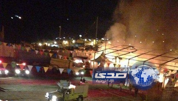 حريق هائل يلتهم خيمة مهرجان التسوق في الداير بني مالك (صور)