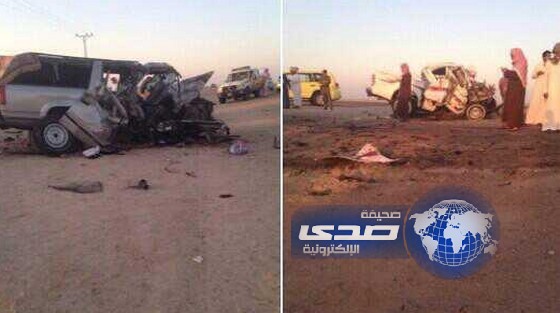 بالصور: وفاة 9 وإصابة 5 بحادث تصادم في غرب القصيم