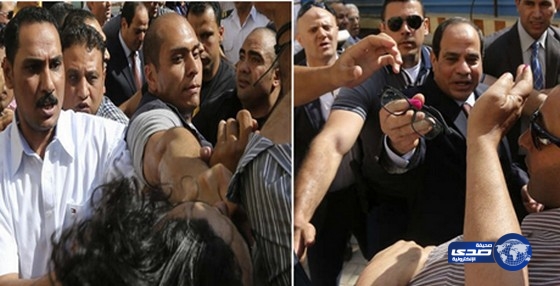 بالفيديو والصور:السيسي يعيد نظارة مذيع تعرض لـ«بوكس» من حرسة الشخصي