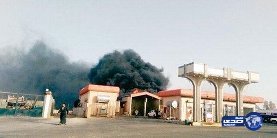 احتراق مستودع للإطارات بصناعية المزاحمية