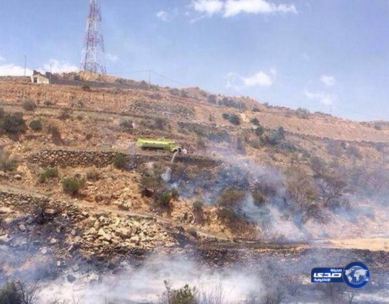 السيطرة على حريق بمدرجات زراعية في عسير
