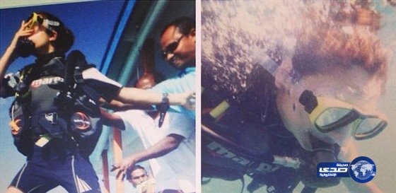 بلقيس فتحي في رحلة مع الأسماك تحت الماء بالمالديف