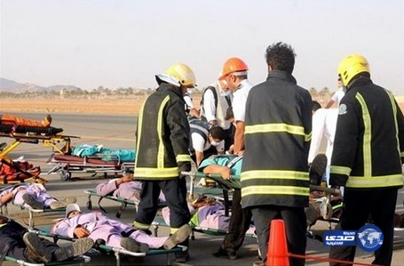 بالصور:تجربة فرضية للتعامل مع &#8220;تحطم طائرة بمطار حائل ووفاة وإصابة 45