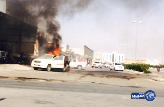 انفجار اسطوانة “اكسجين” يحرق سيارة في الدوادمي