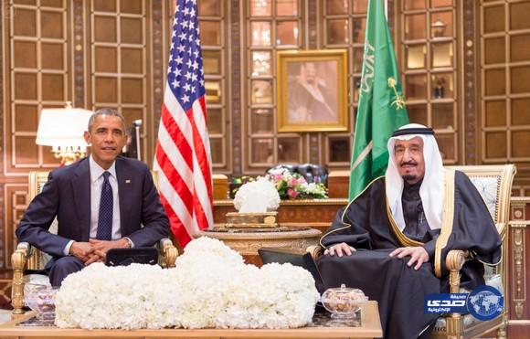 الديوان الملكي : خادم الحرمين الشريفين عقد اجتماعاً مع اوباما