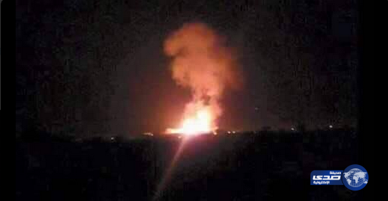 صورة لقصف قاعدة الدليمي في صنعاء.