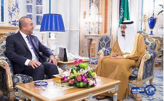 خادم الحرمين يستقبل وزير الخارجية التركي