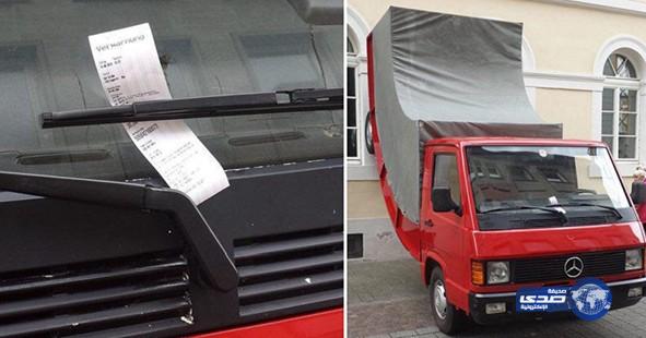 بالفيديو: الشرطة الألمانية تخالف فنان أوقف شاحنته على جدار