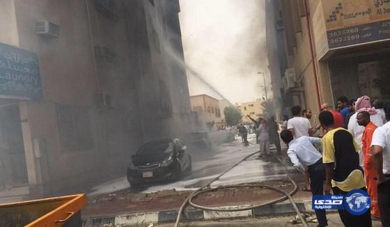 حريق مغسلة يلتهم ثلاث سيارات وشقة سكنية بالجبيل