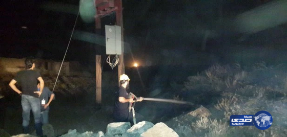 إحتراق عمود كهرباء بمحافظة المجاردة