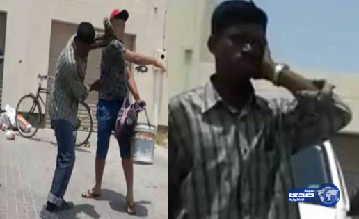بالفيديو &#8230; شاب بحريني يصفع عامل آسيوي !!