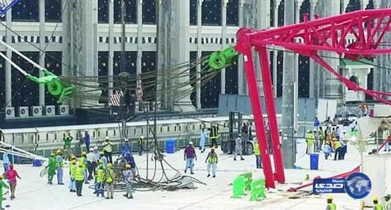 بالصور.. بدء ترميم الأجزاء المتضررة من سقوط الرافعة في المسجد الحرام