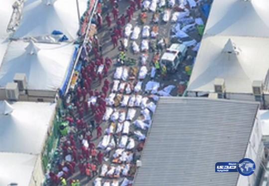 صور..مشاهد جوية لجهود رجال الأمن في حادثة التدافع بمشعر منى