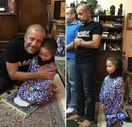 شريف منير..يصور مع حفيدته لارا وهي تصلي..