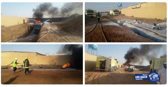 مدني نجران يخمد حريق بشاحنة تفريق (صور)