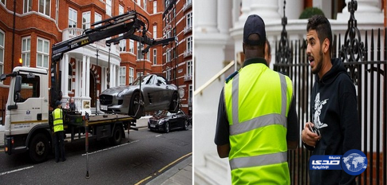 بالصور شرطة المرور البريطانية تسحب سيارة فارهة تحمل لوحات سعودية في لندن
