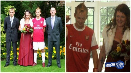 مشجع يرتدي طقم الارسنال في حفل زفافه