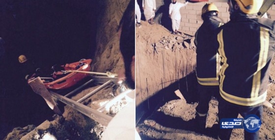 مدني بيشة يستخرج شاب سقط في خزان مكشوف تحت الآنشاء