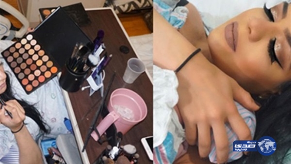 «امرأة حامل» تحرص على وضع مكياج كامل قبل الولادة