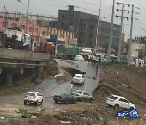 انهيار كوبري صبيا بسبب الأمطار