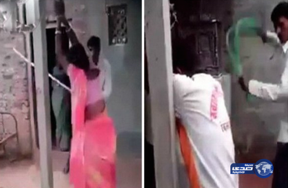 رجل هندي يجلد زوجته و صديقها أمام حشد من الناس دفاعاً عن شرفه