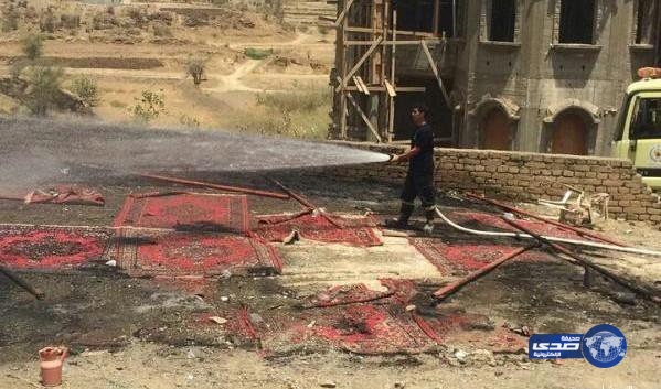 ألعاب نارية بيد الأطفال تحرق مخيم للمعايدة في محايل عسير