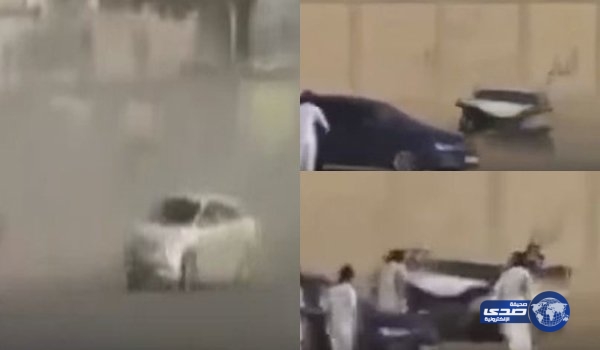 بالفيديو ..فتاة تفحط في كورنيش القطيف وتقع في حادث تصادم