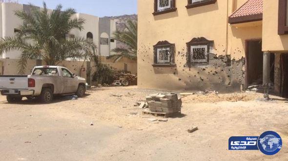 سقوط مقذوف عسكري على محافظة صامطة وتضرر عمارة سكنية