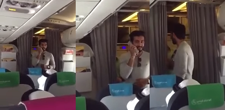 مواطن يتحدى نفسه بالتحدث امام المسافرين في الطائرة