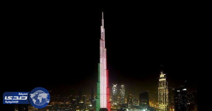 الوان العلم الكويتي تزين برج خليفة في احتفالات العيد الوطني