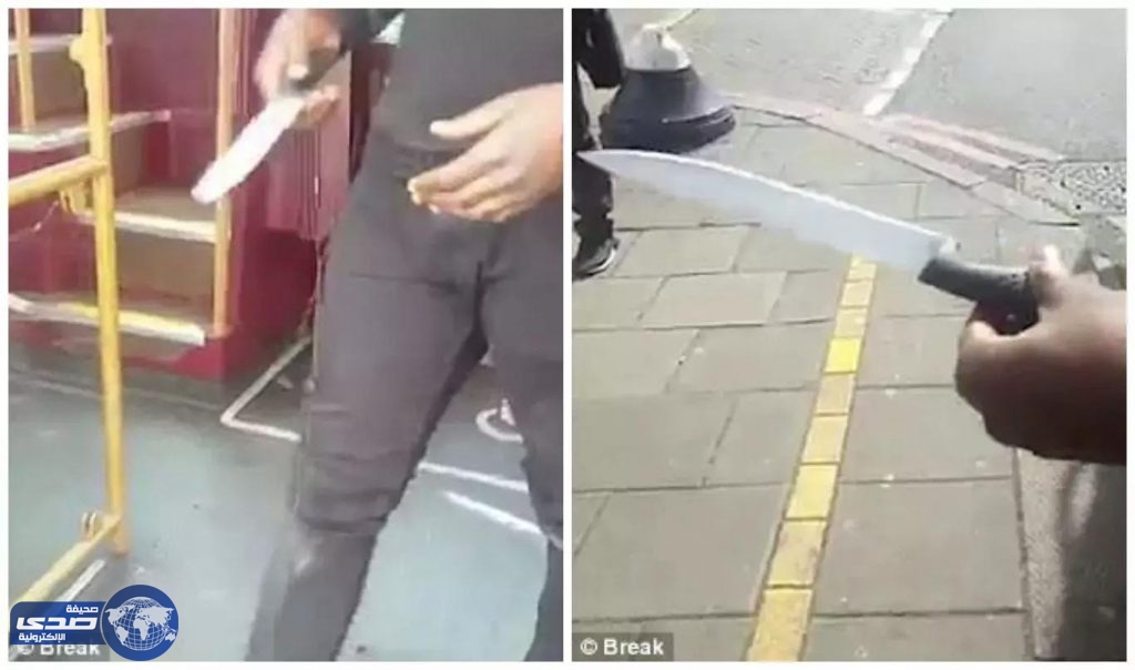 بالفيديو.. بريطاني يتحدى راكب يحمل سكيناً يُهدد به المواطنين