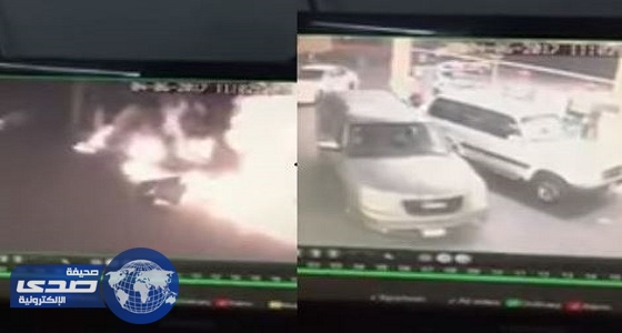 بالفيديو والصور.. اندلاع حريق في محطة وقود بحائل وعامل المحطة ينقذ الموقف