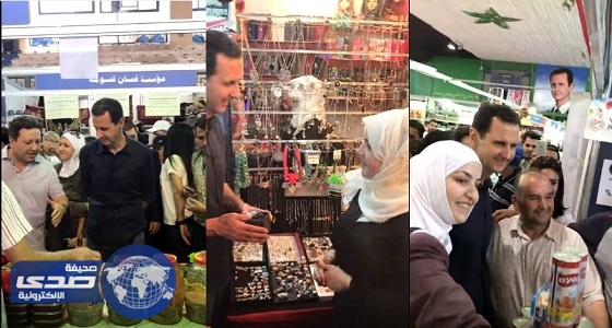 بالفيديو.. بشار الأسد يتجول في سوق شعبي للسلع السورية