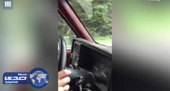 بالفيديو.. دٌب يطارد زوجان بسيارتهما