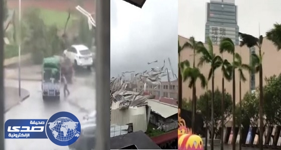 ⁠⁠⁠⁠⁠بالفيديو.. قوة إعصار هونج كونج تقلب السيارات