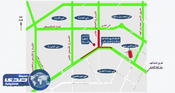 إغلاق جسر طريق الملك فهد المتقاطع مع شارع الظهران