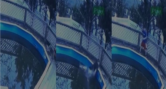 بالفيديو.. سقوط شاب خلال ركضه خلف صديقه بمنشار كهربائي