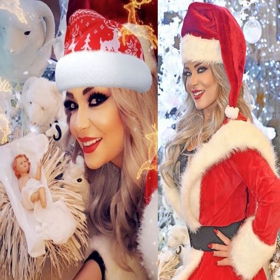 مادلين مطر تحتفل بالكريسماس وترتدي زي ” بابا نويل “