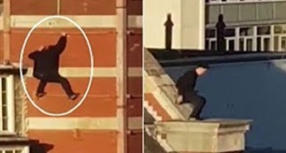 بالفيديو.. الرجل العنكبوت يقفز بين المباني بالسقالات